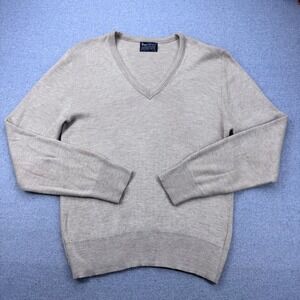 Vintage 60s Royal Knight Orlon V-Neck Sweater Mens Large Beige Made In USA